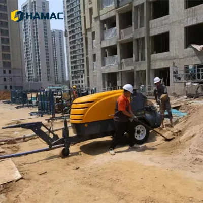 Professional Diesel Floor Screed Pump Trailer Mounted Pneumatic Mortar Conveyor Semi-dry Floor Leveling Construction for Sale