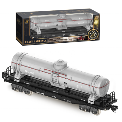 Toy Train Set Steam Train with Oil Storage Tank Transport Toy Tank Truck Model with Light Sound