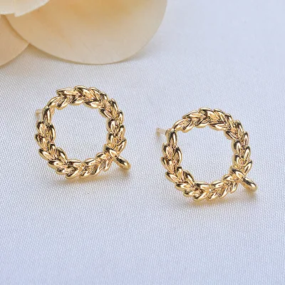 Diy Earrings Accessories Hollow Round Garland Earrings with Hanging Ear Pins Spot Copper-plated Real Gold Ear Hooks Do Not Fade