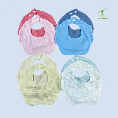 Solid Color 6 Layers 100% Cotton Muslin Drool Feeding Bibs Washable Baby Bibs