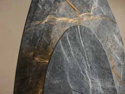 Natural Slate Stone LED Floor Lamp Irregular Teardrop Shade Reclaimed Solid Wood Base Home Decor Standing Lamp