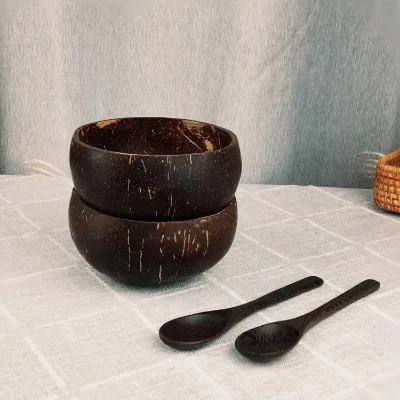 Coconut Shell Bowl 100% Coconut Bowl Handicraft Decoration Coconut Shell Bowl Protect Wooden Tableware