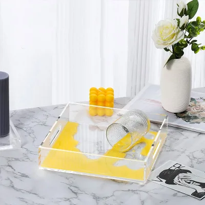 High Quality Transparent Acrylic Tray Hotel Restaurant Simple Bathroom Jewelry Drink Storage Tray