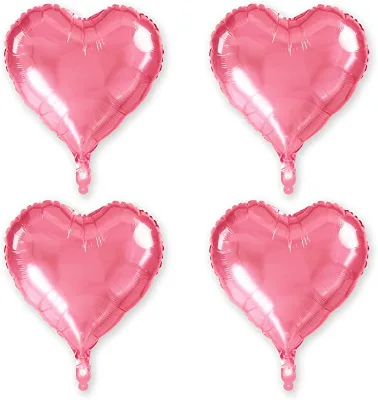Pink Heart Foil Balloon Set Variety Rose Number Birthday Bachelorette Bride Baby Shower Valentine's Day Photo Booth Decorations