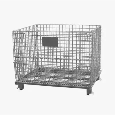 Cages for Garment Storage Steel Pallet Mesh Cage Circulation Collapsible Bulk Container Cage With Wheels