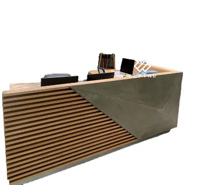 Personalized Color Shape Gray 2-person Office Marbled Reception Desk