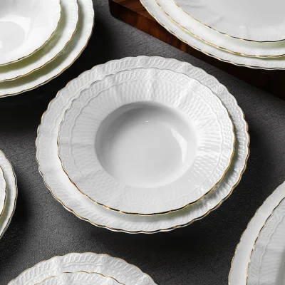 High Quality Customized Brand Events Porcelain Dishes Plate Platos Crockery Ceramic Custom Plate for Restaurant with Your Logo