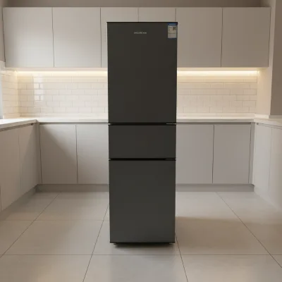 JINGSHI 249L Electric 3-Door Auto-Defrost Compressor Stainless Steel Refrigerator Direct Cooling Home Hotel Use Energy Efficient