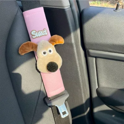 Cute Cartoon Dog Car Seat Belt Covers, Soft Leather Shoulder Pad, Extended Auto Safety Belt Protector for Men Women