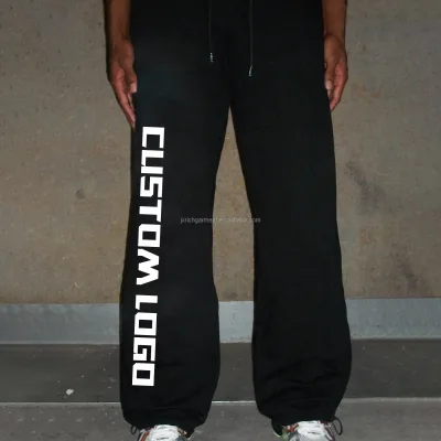 High Quality Custom Logo French Terry Wide Leg Joggers Oversized Flare Sweatpants Straight Casual Style Rhinestones Wholesale