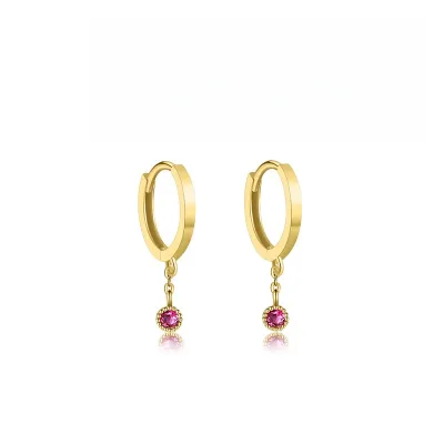 Custom Pure 18K Gold Tassel Earrings Inlaid Cultured Diamond Ruby Ear Pendant Ear Clip Luxury Body Piercing Stud