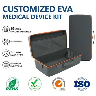 OEM Custom EVA Waterproof Medical Device Storage Case Zipper Closure Hard Shell Divider Compartments Organizer for Medical