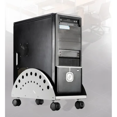 OEM Custom Modern Movable CPU Stand Universal Iron Steel Computer Holder with 4 Caster Wheels for Office School Hotel Furniture