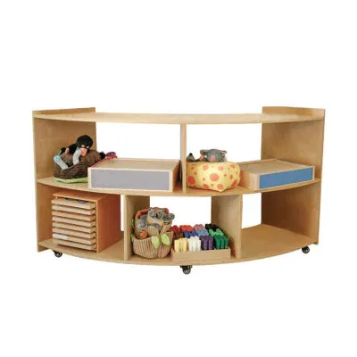 Furniture Shelf Toy Wood Organizer Display Children Cabinet Storage Rack Arc Shape Christmas Gift Kids' Cabinets with Casters