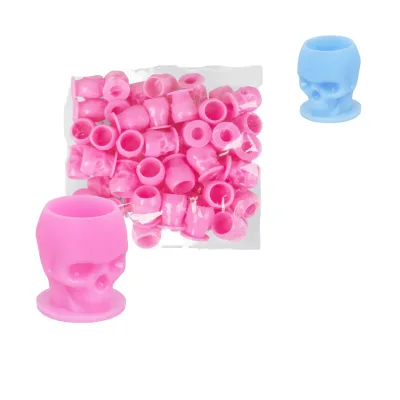 Custom Label 200pc Plastic Skull Shape Disposable Microblading Tattoo Ink Cups Permanent Makeup Pigment Holder Easy to Use