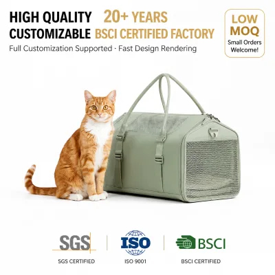 High Quality Customized Soft Padded Cat Travel Handbag Adjustable Shoulder Strap Flat Folding for Kitten Clinic Visit