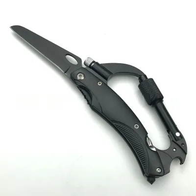 7 In1 Multitool Folding Portable Camping Keychain Mountaineering Buckle Knife with LED Screwdrivers