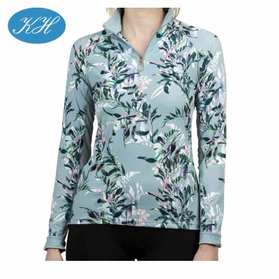 Custom Printing Pattern Long Sleeve Top Lightweight Breathable Equestrian Base Layer