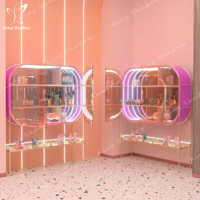 Fashion Nail Polish Holder Glass Door Design Display Cabinet Store Interior Design Luxury Display Furniture