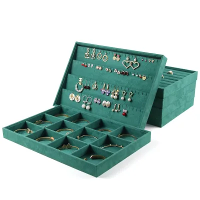 Wholesale Cheap Price High Quality Customize Green Velvet Jewelry Packaging Display Tray