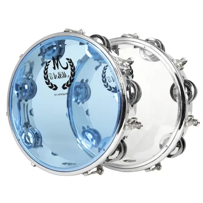 Jello IY-OF0182 10\" Hand Drum Adjustable Tone Tambourine Double Row Metal Jingles Handheld Musical Instruments Accessory