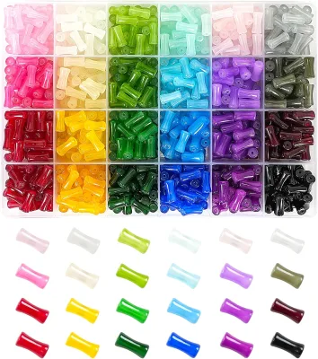 6 * 12mm Glass Beads Bracelet Making Kit 600pcs 24 Colors Natural Bamboo Crystal Beads for Jewelry Making DIY Necklace Crafts