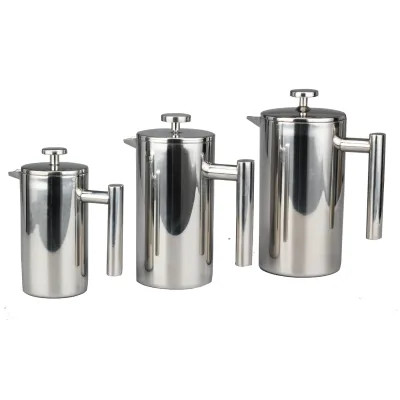 Jiangmen Factory Double Walled Stainless Steel Coffee Maker French Press Tea Pot with Filter