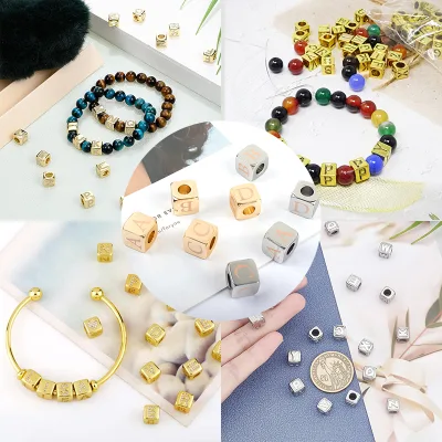 Alphabet Letter Beads in Zinc Alloy, Great for Personalized Minimalist Jewelry, Small Initial Charm with 6 7 8mm Hole