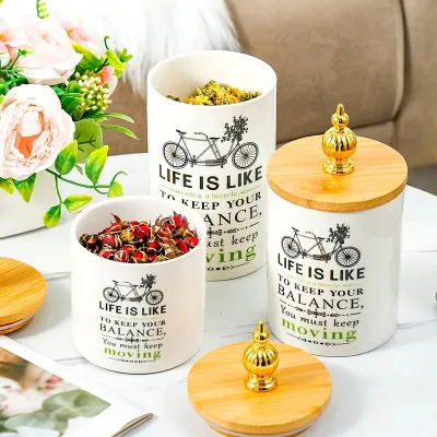 Ceramic Jar Set Kitchen Supplies Tea Coffee Large Capacity Sealed Box - Ceramic Coffee Jars and Bottle Set Jar