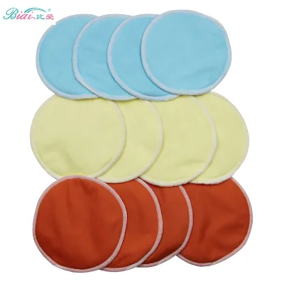 12cm Solid Color Bamboo Fiber Reusable Nursing Pads, 3 Layers Waterproof Washable Breast Pads for New Breastfeeding Moms