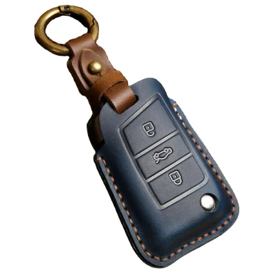 Design Genuine Leather Car Key Holder with Hanging Closure Vintage Style Durable Storage and Customizable Logo