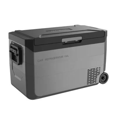 Portable Car Refrigerator with Wheel Freezer Cooler No Smell Pollution Car Fridge Plastic 60 for Camping 50L Dual Zone DC 12/24V