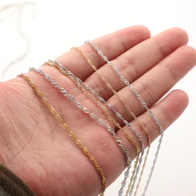 Wholesale 1.5mm 2mm 2.5mm Water Wave Chain Findings Stainless Steel Ripple Twist Chains for DIY Necklace Jewelry Making