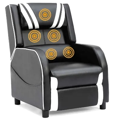 Hot Sale Customized Modern White Living Room Microfiber Fabric Leather Chair Gaming Push Back Massage Recliner Sofa for Home Use