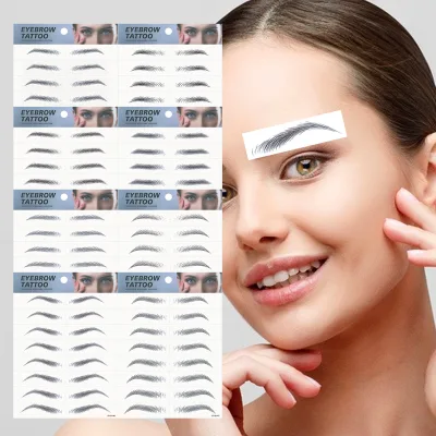 Eyebrow Tattoo Stickers 6D Realistic Stick Eyebrow Stencil Shape Waterproof Transfer Tattoo Sticker
