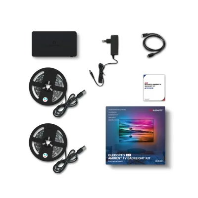 Ambience TV Backlight Play HDMI Sync Box Set with Flexible Rgbic Smart Led Strip Light and Power Plug