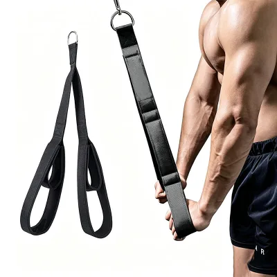 Portable Anti-Slip Durable Home Gym Fitness Accessory Biceps Triceps Double-headed Tension Straps Handle Pull Rope Weightlifting