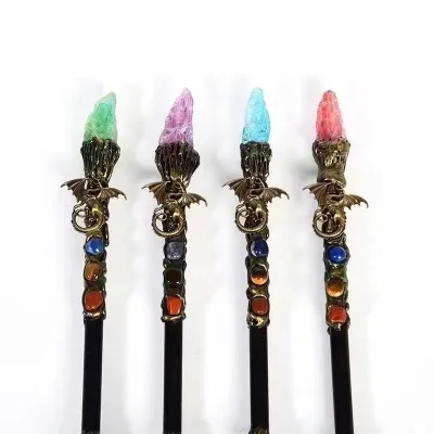 Natural Stone Aura Crystal Magic Wand  Gemstone Healing Crystal Wand
