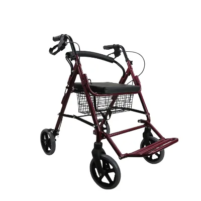 Aluminum Alloy European Folding Four Foot Walker Roller, Hand Brake