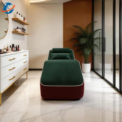 Modern Custom Luxury Soft Ergonomics Leisure Chaise Lounge Headrest Lash Hotel Bed Beauty Salon Compression Eyelash Massage Bed