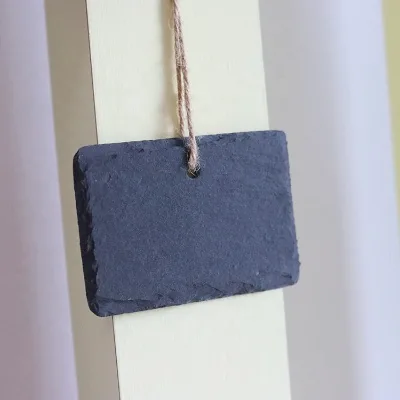 Discount Wholesale 10*7cm Stone Crafe Hanging Slate Tag with Rope for Christmas Decoration