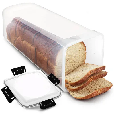 Best Selling Single-Layer Drawer Bread Sealed Box PP Plastic Bread Container Airtight Flip Top Lid Eco-Friendly Dustproof Clear
