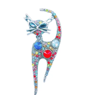 New Trendy Colorful Cat Oil Drop Enamel Animal Brooch Pin Cute Ladies Dress Decoration Wedding Engagement Gift Party