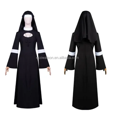 Retro Hot Sexy Halloween Carnival Cosplay Missionary Costume Adult Women Religious Sister Priest Nun Fancy Dress Long Robes