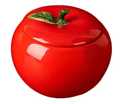 apple Shape Ceramic Ceramic Apple Shape Container Food Storage Jar with Lid
