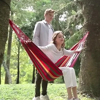 Portable Outdoor Hammock Folding Double Hanging Canvas Hammock Swing Camping Hanging Canvas Hammock