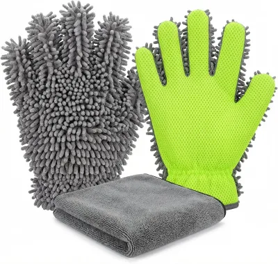 Dog Cat Paw Cleaner Drying Towel Mitts for Small Pets Super Absorbent Chenille Microfiber Gloves Muddy Paws Bathing Grooming