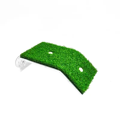 Acrylic Turtle Basking Platform Ramp with Grass Top, Suction Cup Turtle Stairs Dock, Reptile Tortoise Climbing Ledge for Tank
