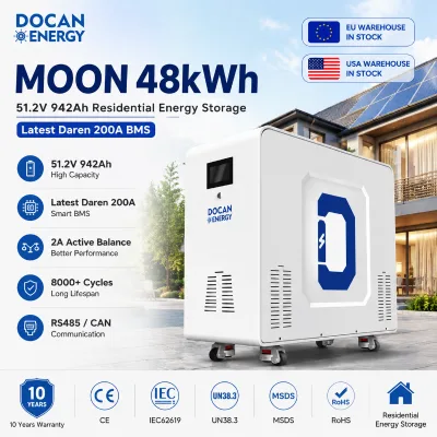 Distributor Cooperation 51.2V 48kwh 942Ah LiFePO4 Vertical Residetntial Lifepo4 Battery Pack 200A Smart BMS with WIFI & BT