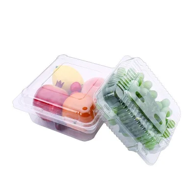 PET Blister Fruit Packaging Box Transparent Anti-Fog High Strength Hinged Produce Tray for Bulk Sale
